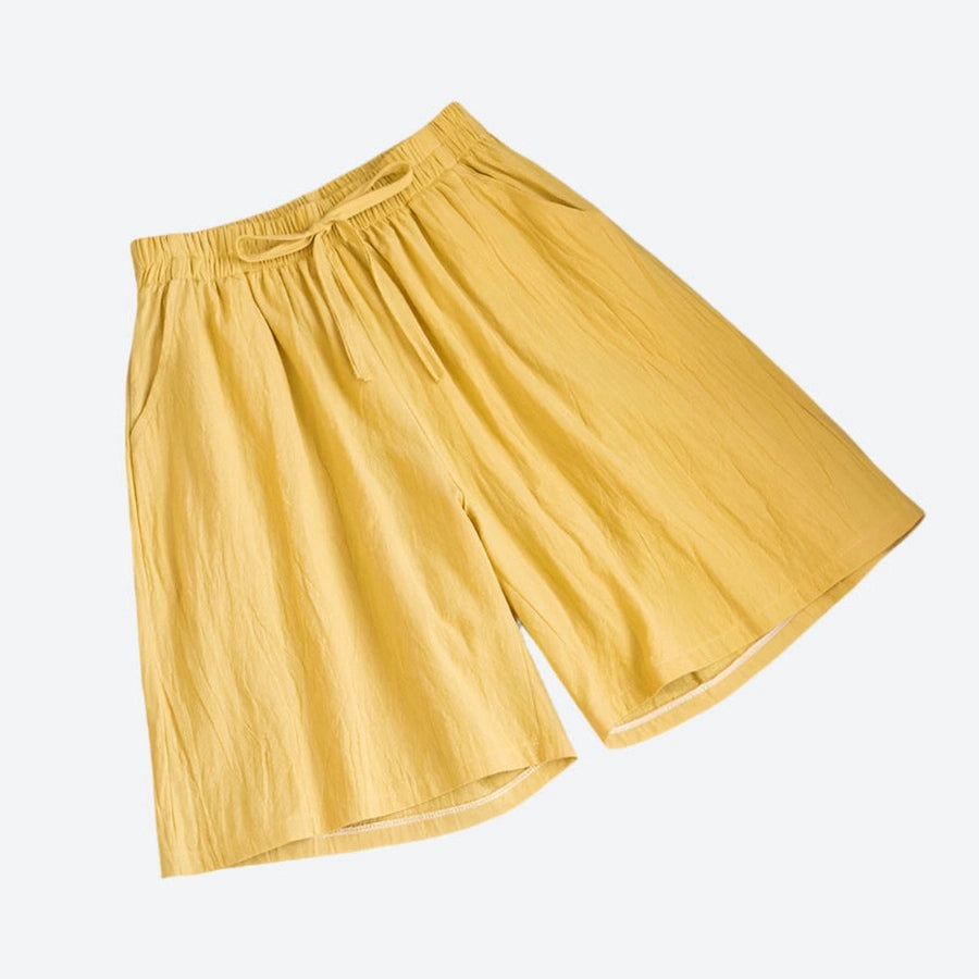 Relaxed Drawstring Lightweight Cotton Shorts