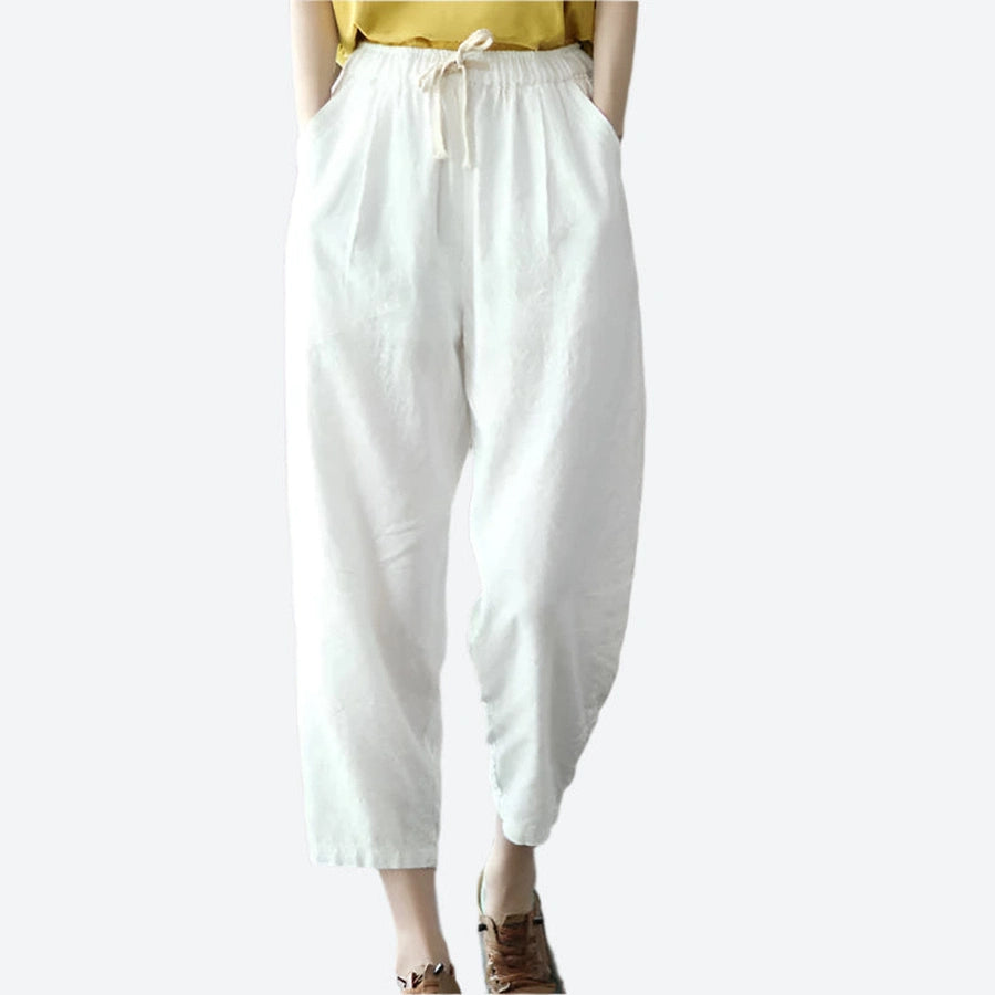 Relaxed Drawstring Wide-Leg Cotton Pants