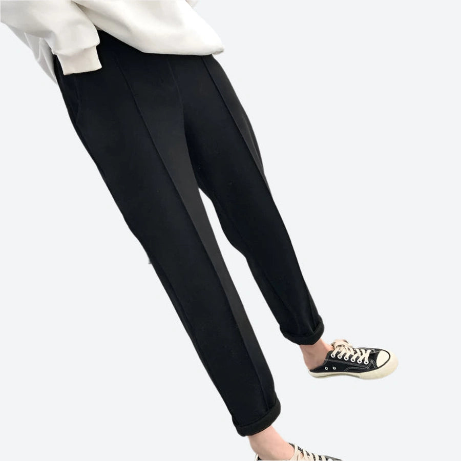 Relaxed Elastic-Waist Tapered Casual Pants