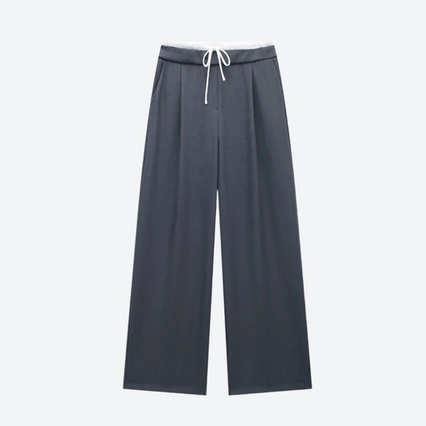 Relaxed Wide-Leg Drawstring Waist Trousers