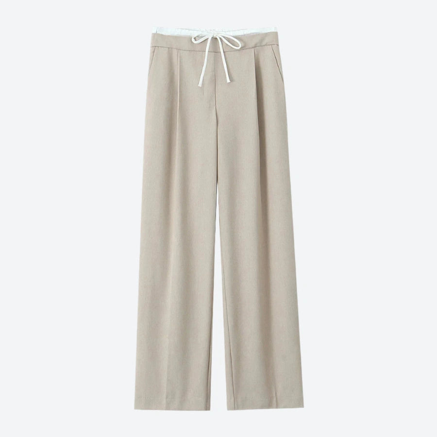 Relaxed Wide-Leg Drawstring Waist Trousers