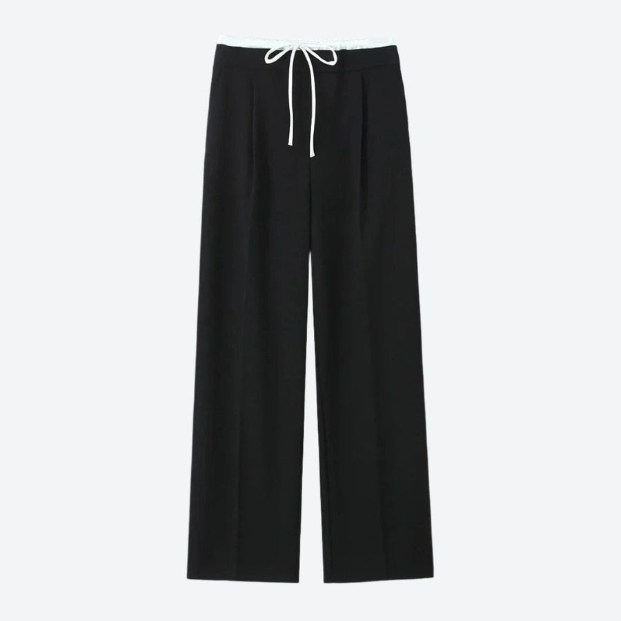 Relaxed Wide-Leg Drawstring Waist Trousers