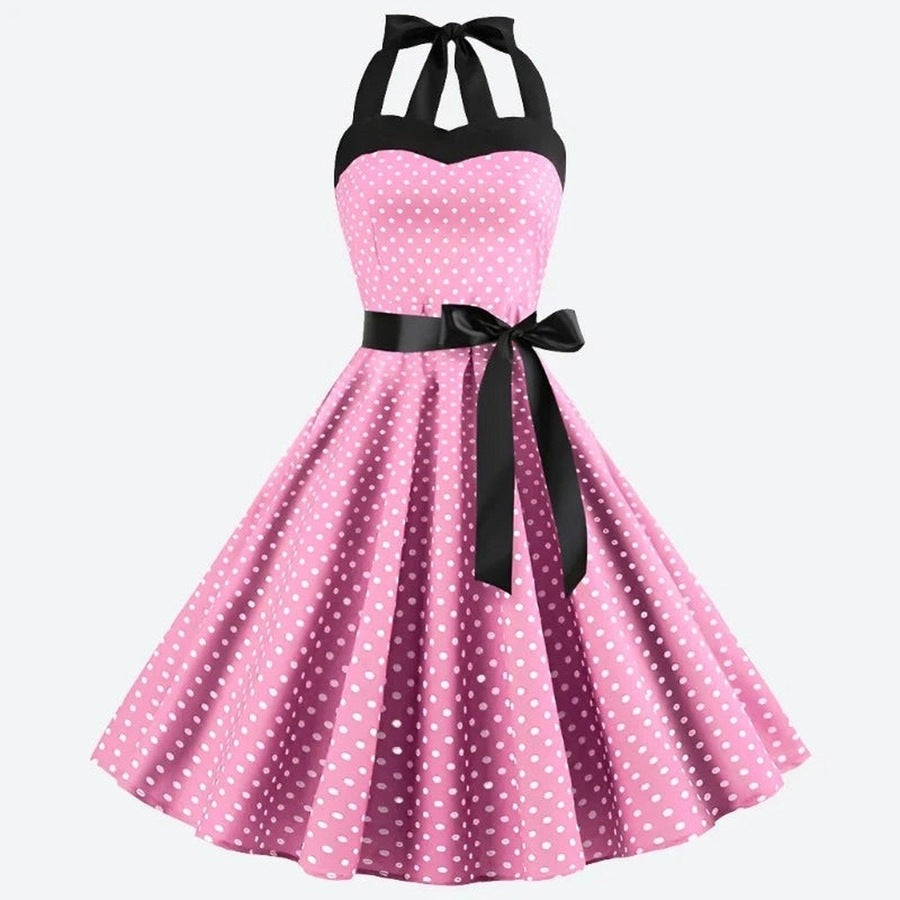 Retro Flared Fit Polka Dot Dresses