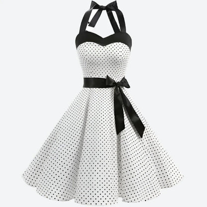 Retro Flared Fit Polka Dot Dresses