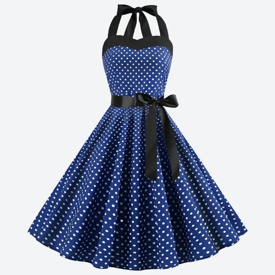 Retro Flared Fit Polka Dot Dresses