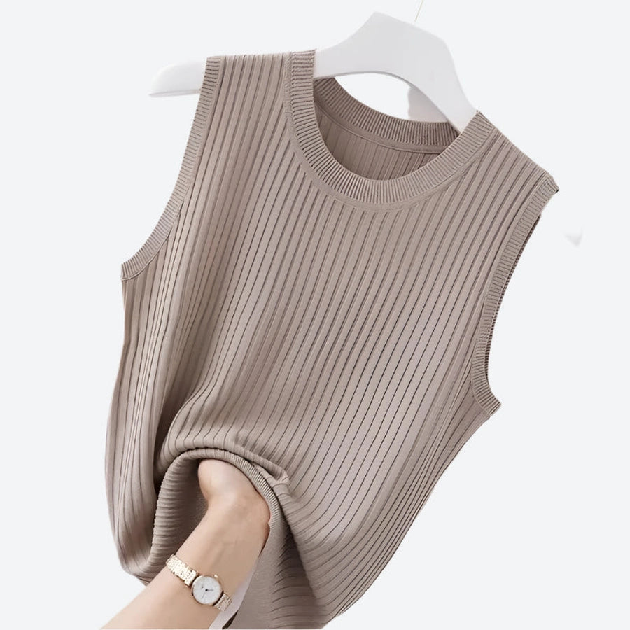 Ribbed Sleeveless Casual Tops