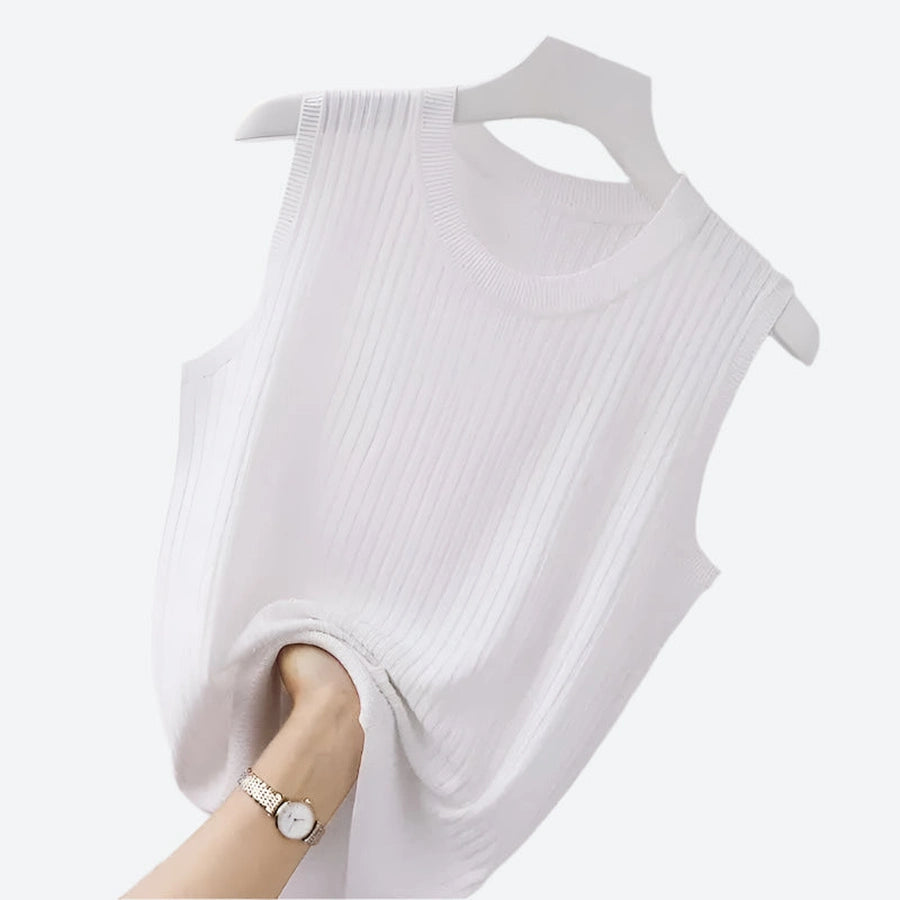 Ribbed Sleeveless Casual Tops