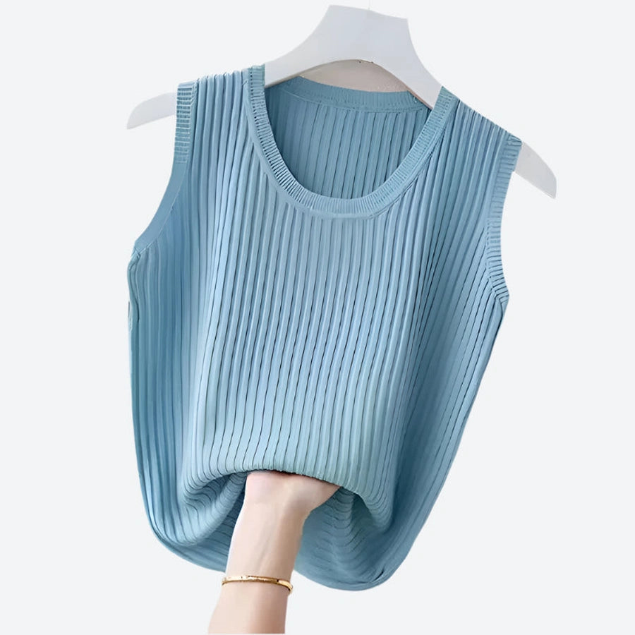 Ribbed Sleeveless Casual Tops