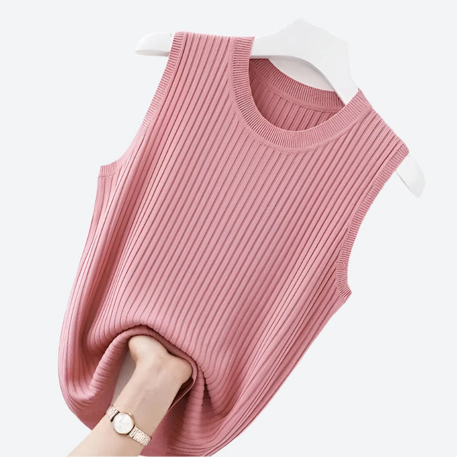 Ribbed Sleeveless Casual Tops