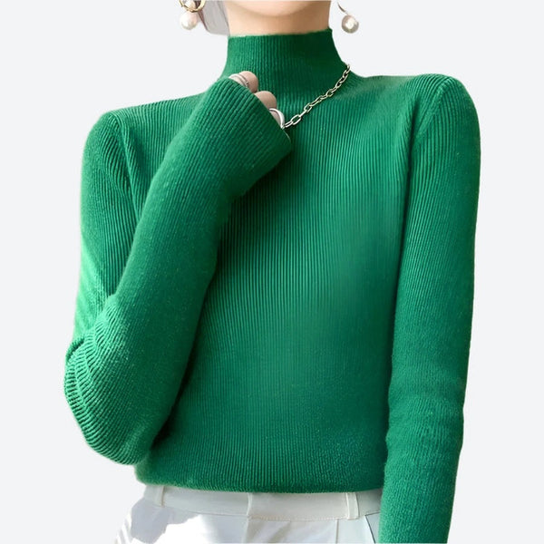 Ribbed Turtleneck Long-Sleeve Pullover Sweaters