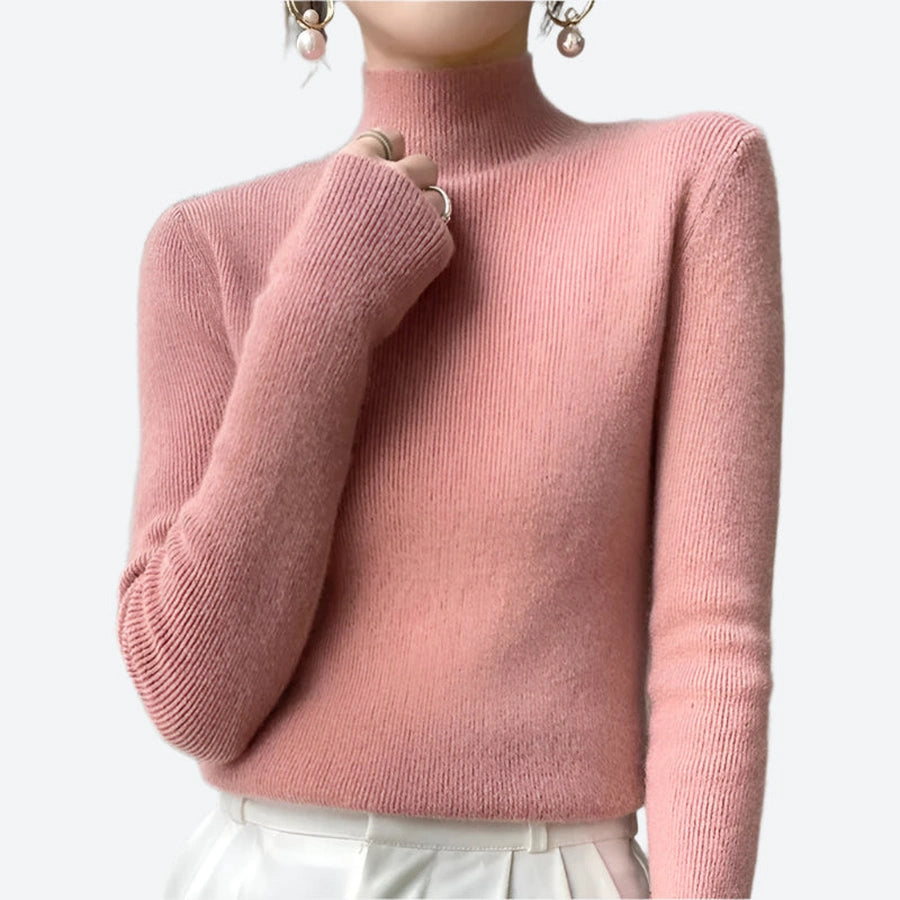 Ribbed Turtleneck Long-Sleeve Pullover Sweaters