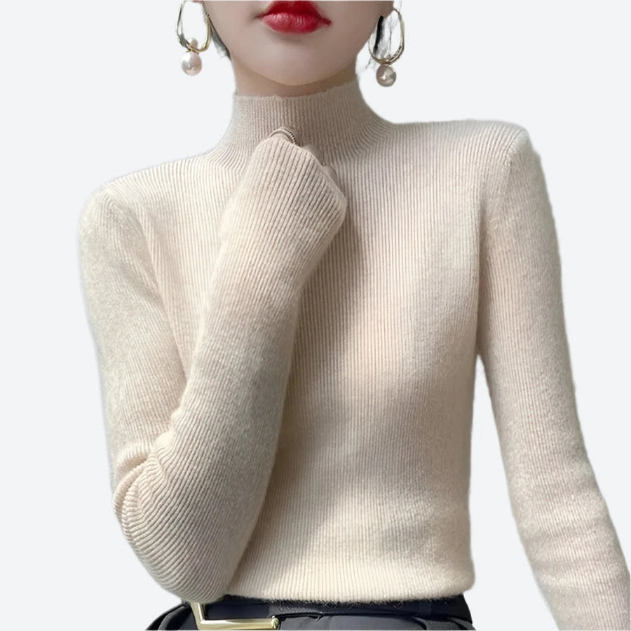 Ribbed Turtleneck Long-Sleeve Pullover Sweaters