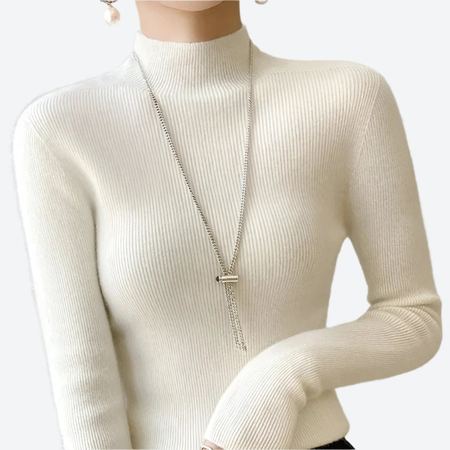 Ribbed Turtleneck Long-Sleeve Pullover Sweaters