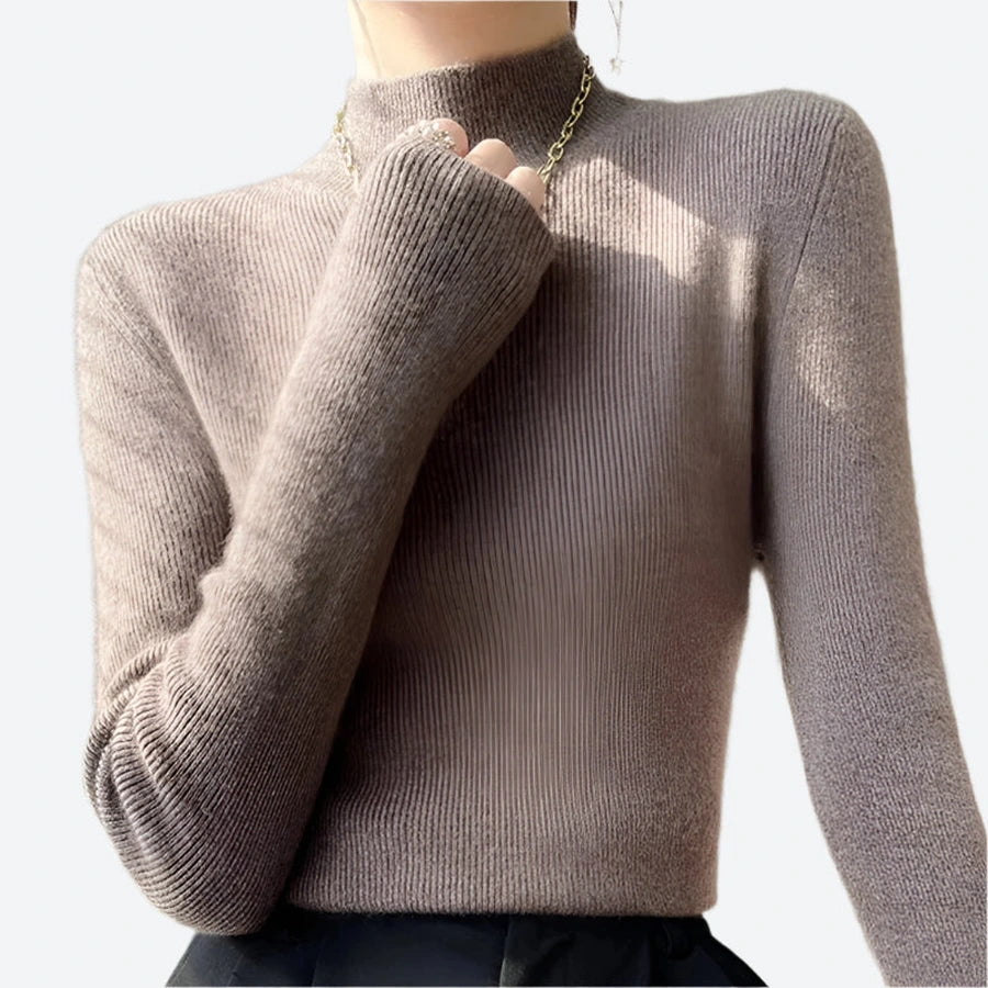 Ribbed Turtleneck Long-Sleeve Pullover Sweaters