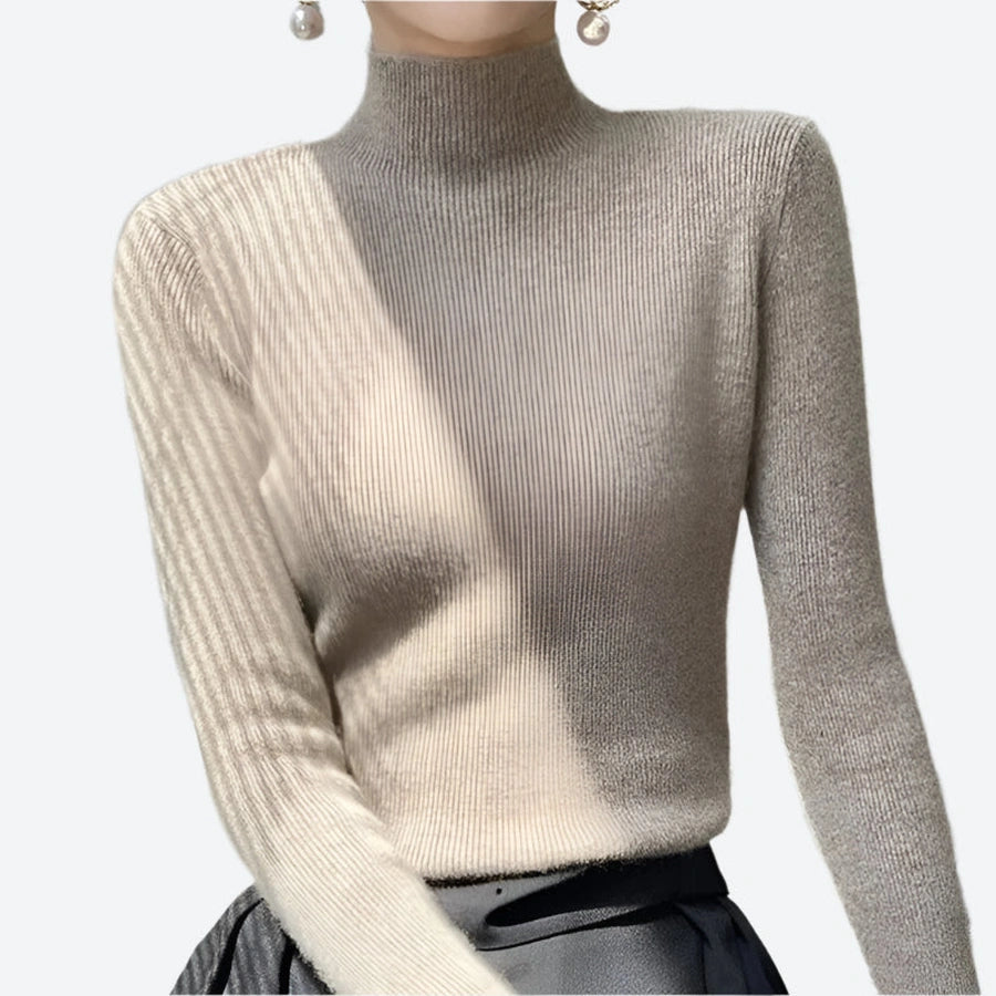 Ribbed Turtleneck Long-Sleeve Pullover Sweaters