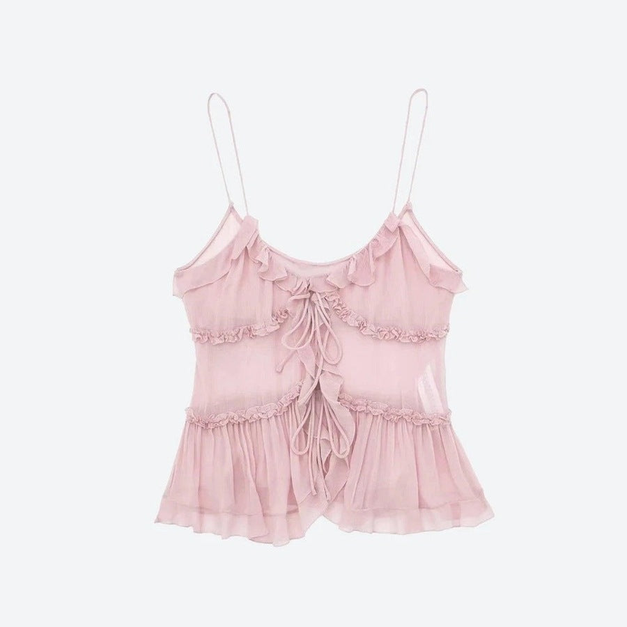 Romantic Ruffled Spaghetti Strap Tops