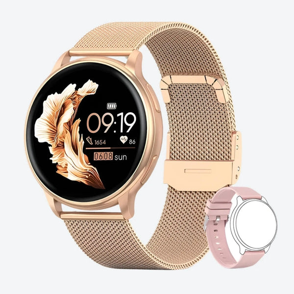 Round Digital Smartwatch with Mesh Straps