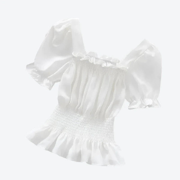 Ruffled Smocked Puff Sleeve Blouses