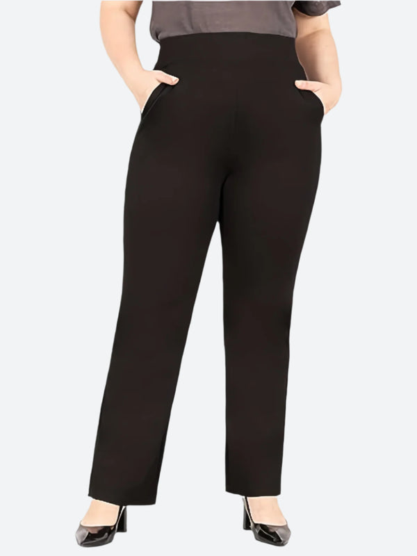 Pantalon droit extensible à taille haute