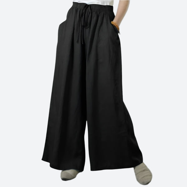 High-Waist Wide-Leg Drawstring Trousers