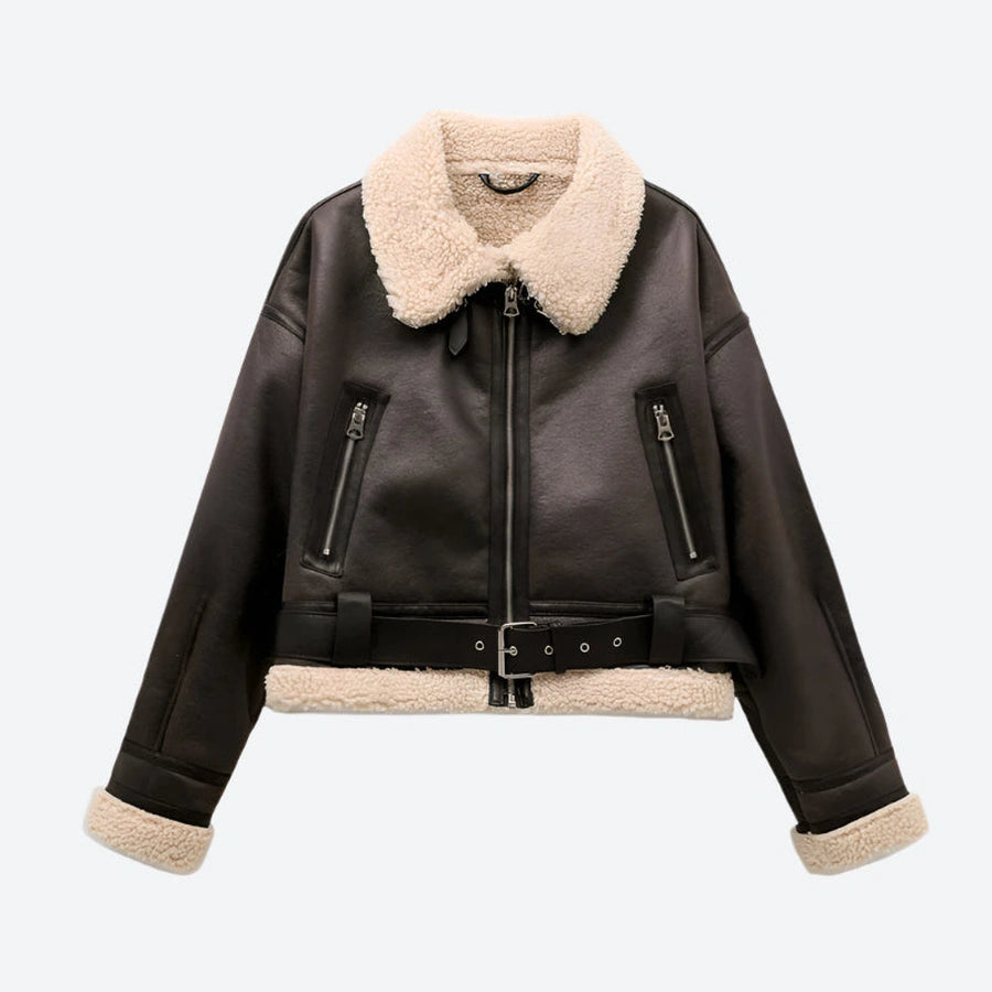 Shearling-Lined Faux Leather Moto Jackets