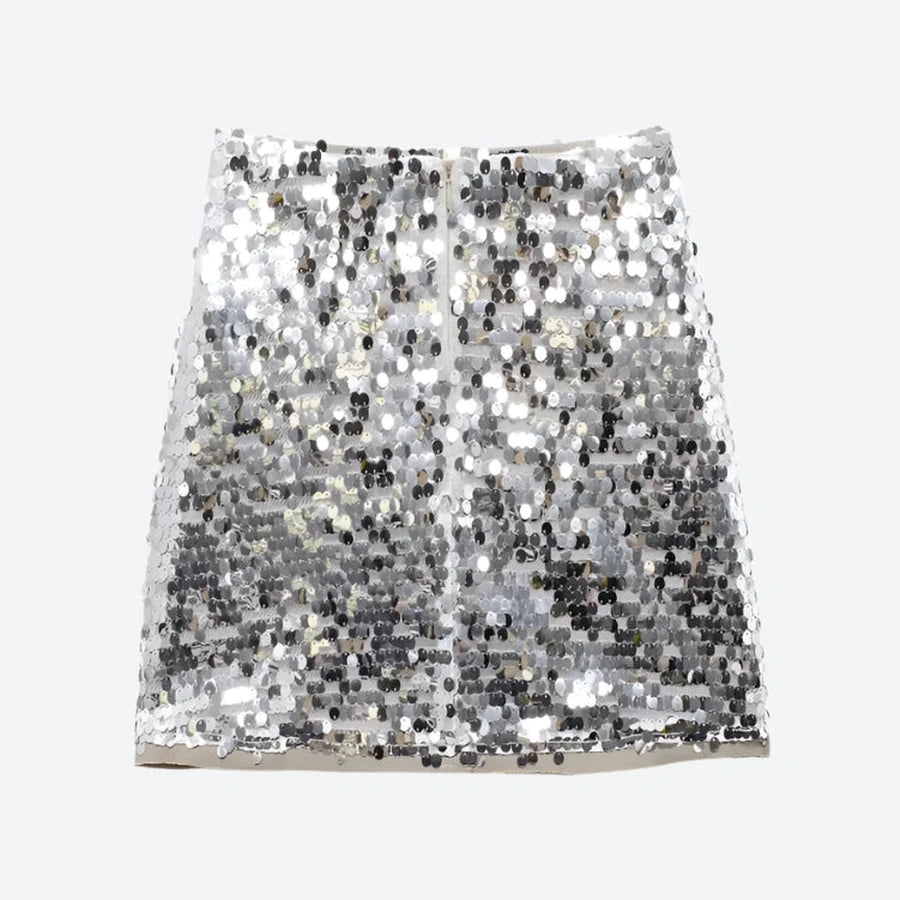 Shimmering High-Waisted Party Mini Skirts