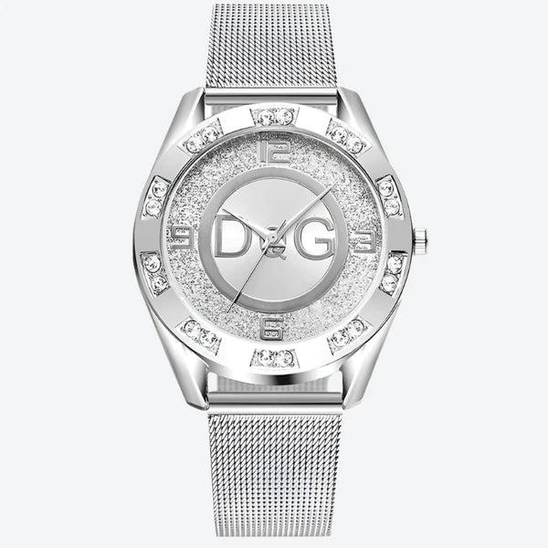 Silver Mesh Rhinestone Quartz Watches