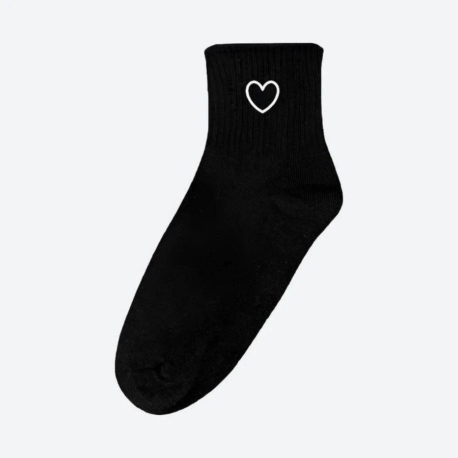 Simple Heart Embroidered Socks