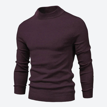 Sleek Ribbed Trim Knit Turtleneck Sweaters