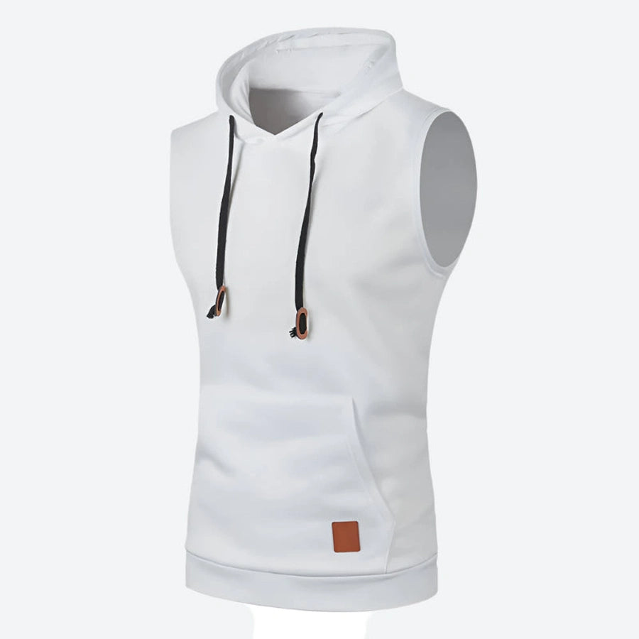 Sleeveless Drawstring Hoodie Tank Tops