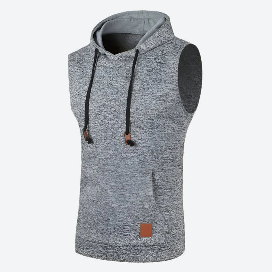 Sleeveless Drawstring Hoodie Tank Tops