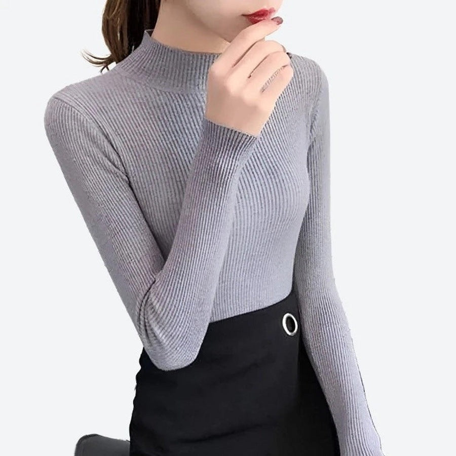 Slim-Fit Ribbed Mock Neck Tops