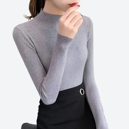 Slim-Fit Ribbed Mock Neck Tops