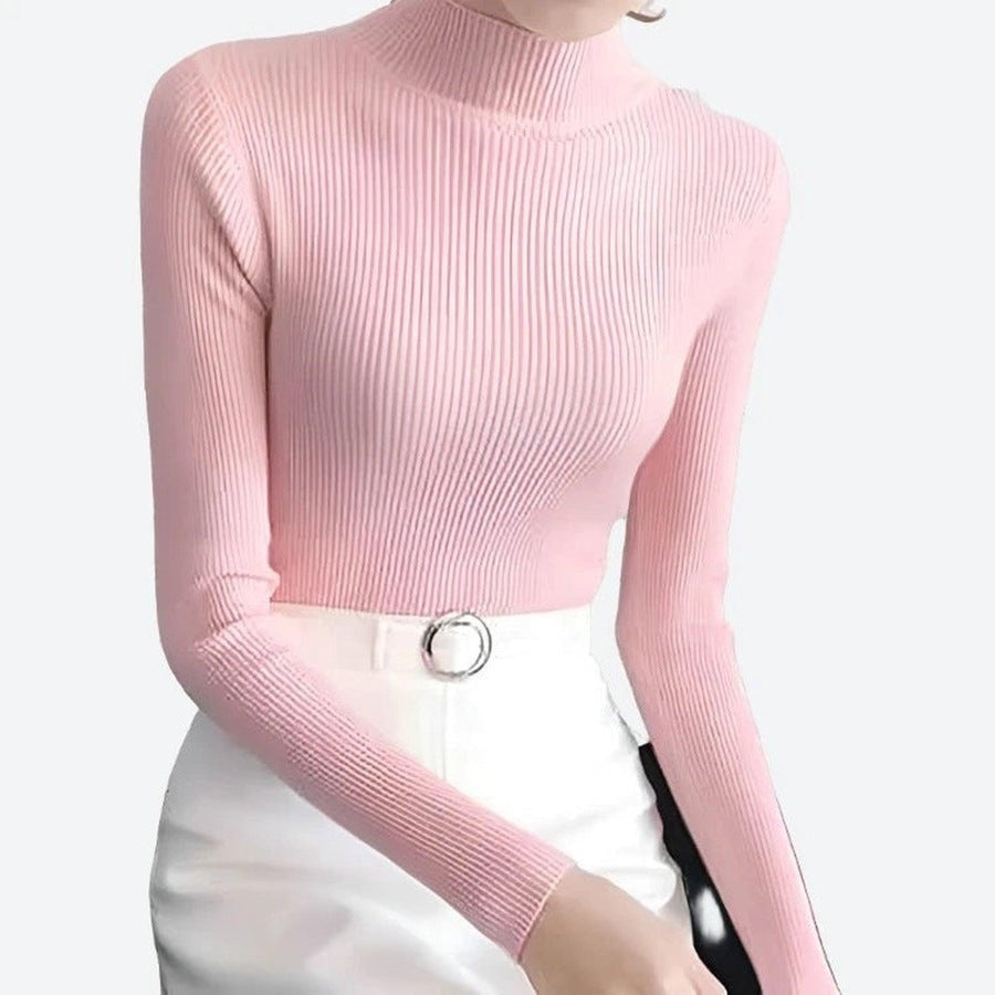 Slim-Fit Ribbed Mock Neck Tops