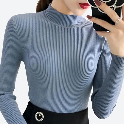 Slim-Fit Ribbed Mock Neck Tops