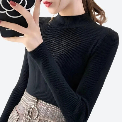 Slim-Fit Ribbed Mock Neck Tops