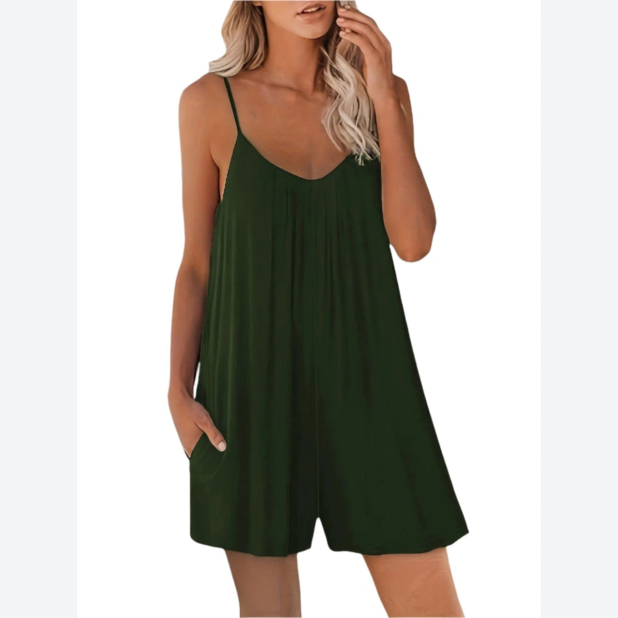 Solid Sleeveless Adjustable Strap Rompers