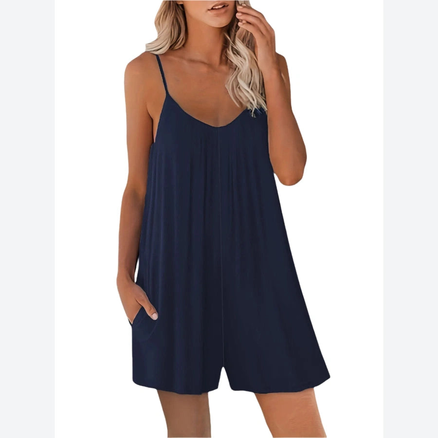 Solid Sleeveless Adjustable Strap Rompers