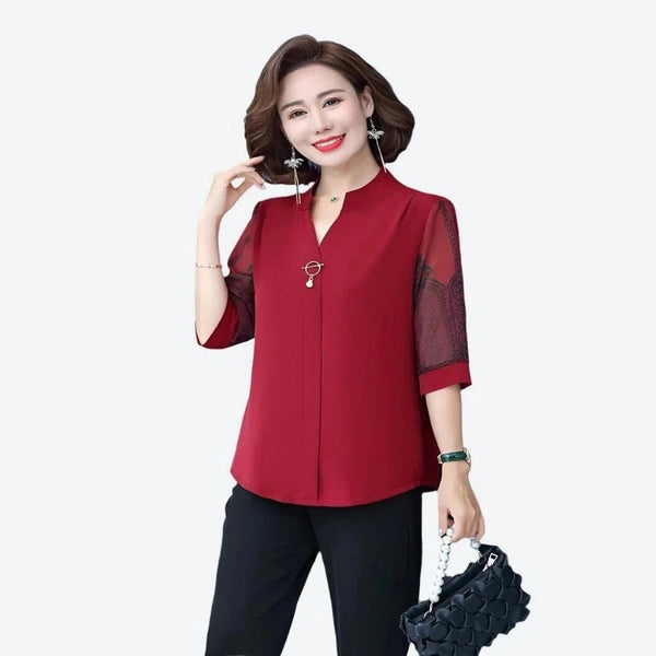 Sophisticated Lace Sleeve Office Blouses