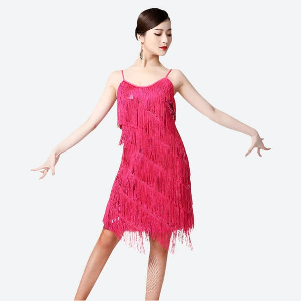 Sparkling Fringe Spaghetti Strap Dresses