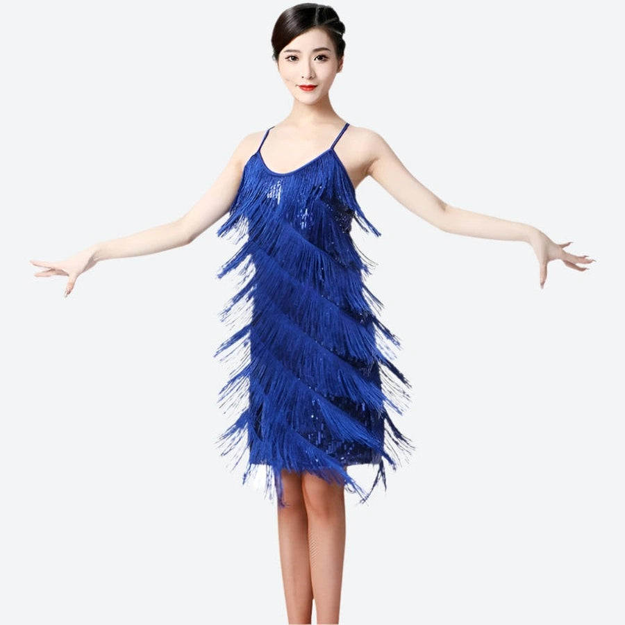 Sparkling Fringe Spaghetti Strap Dresses