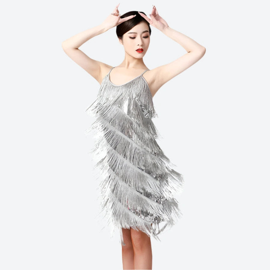 Sparkling Fringe Spaghetti Strap Dresses