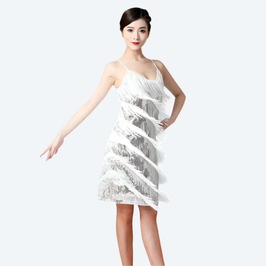 Sparkling Fringe Spaghetti Strap Dresses