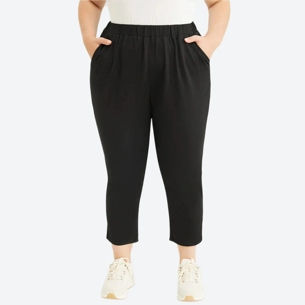 Stretchy Elastic-Waist Cropped Pants