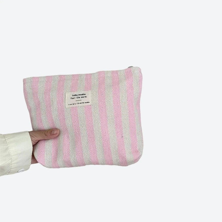 Striped Canvas Travel Pouches