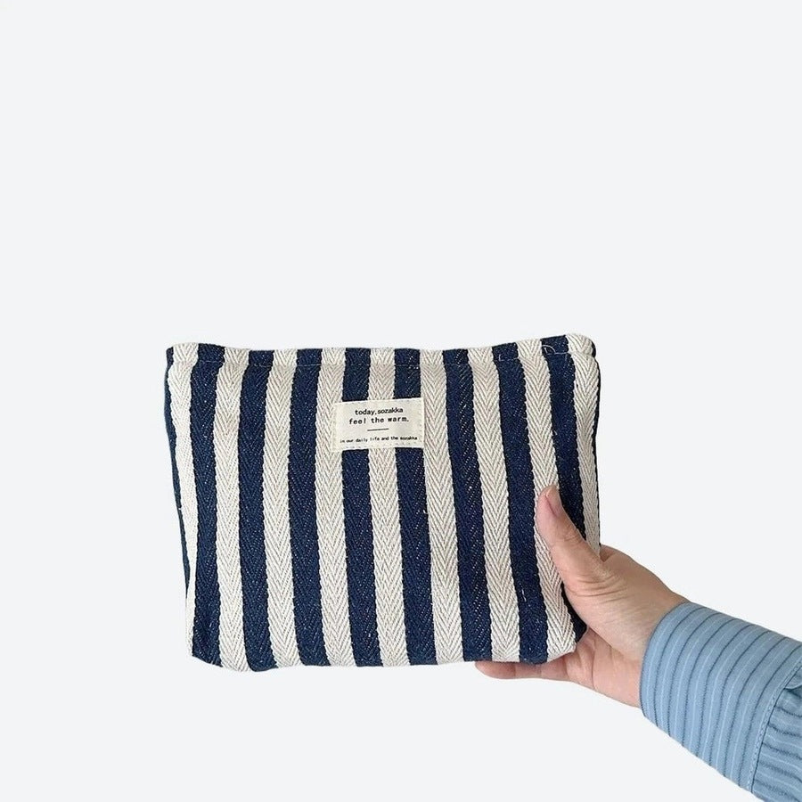 Striped Canvas Travel Pouches