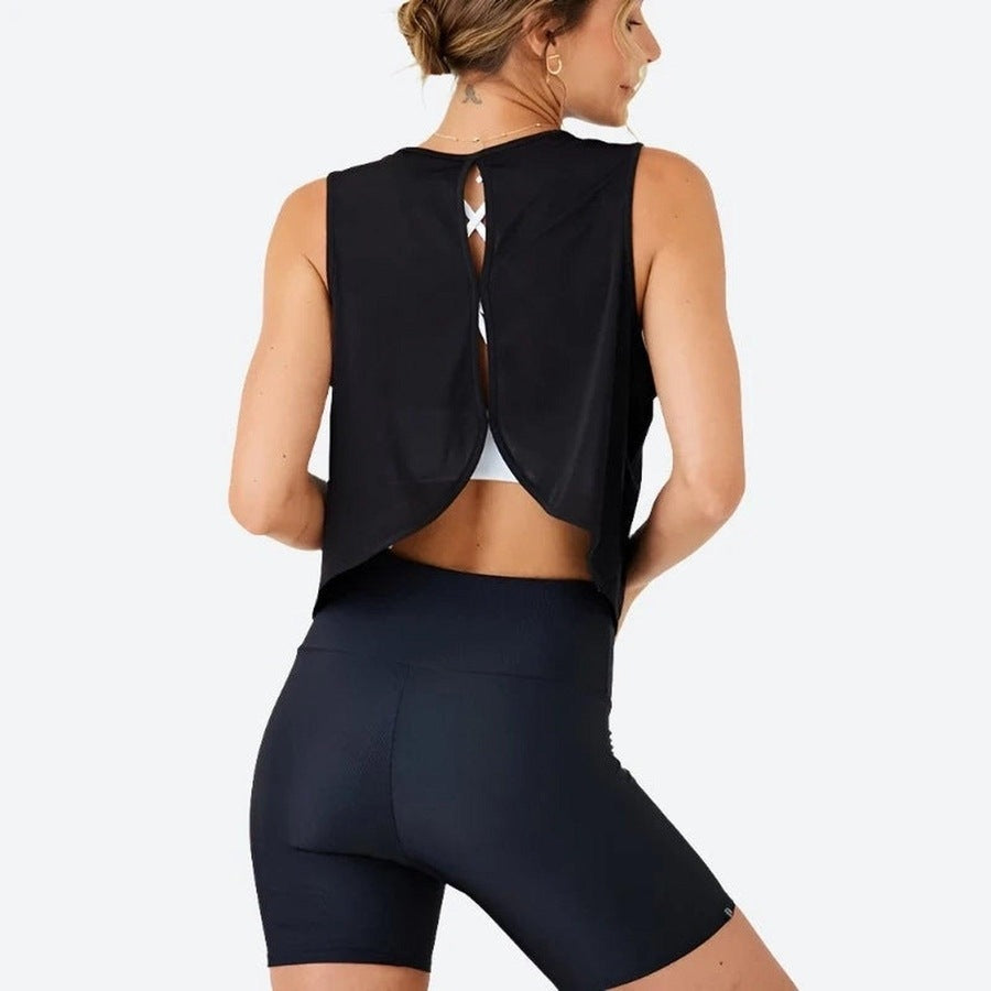 Stylish Back-Slit Sleeveless Workout Tops