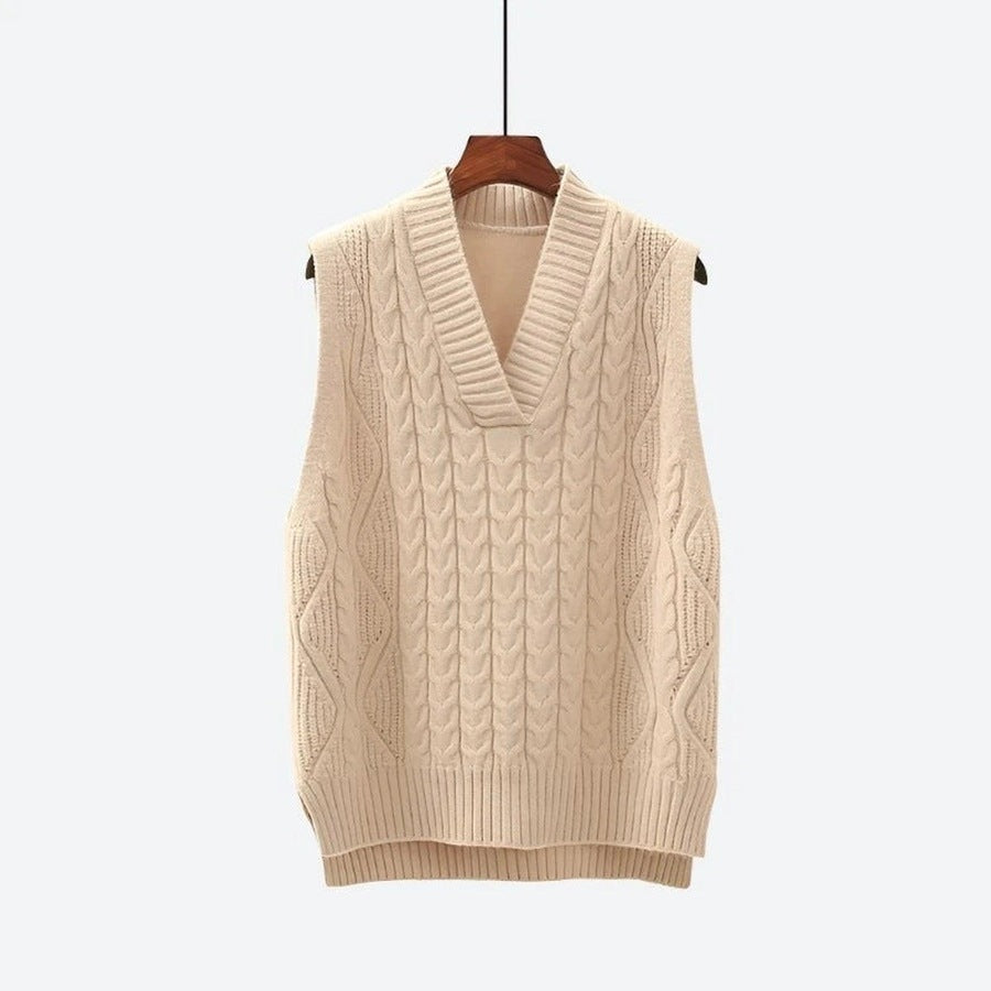 Stylish Cable Knit Sleeveless Sweaters