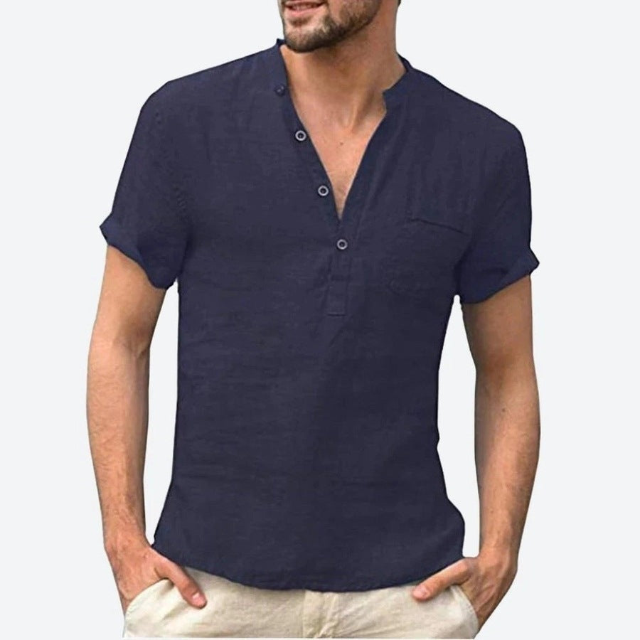 Stylish Casual Linen Henley Shirts