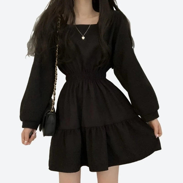 Stylish Long-Sleeve Ruffled Mini Dresses